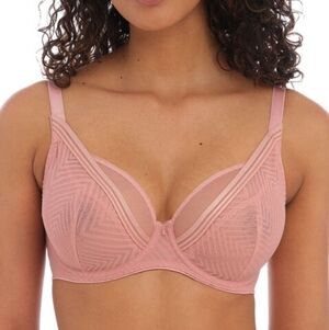 Freya Tailored High Apex Bra Ash Rose Pink Underwire Unpadded Mesh Size 30D 4011